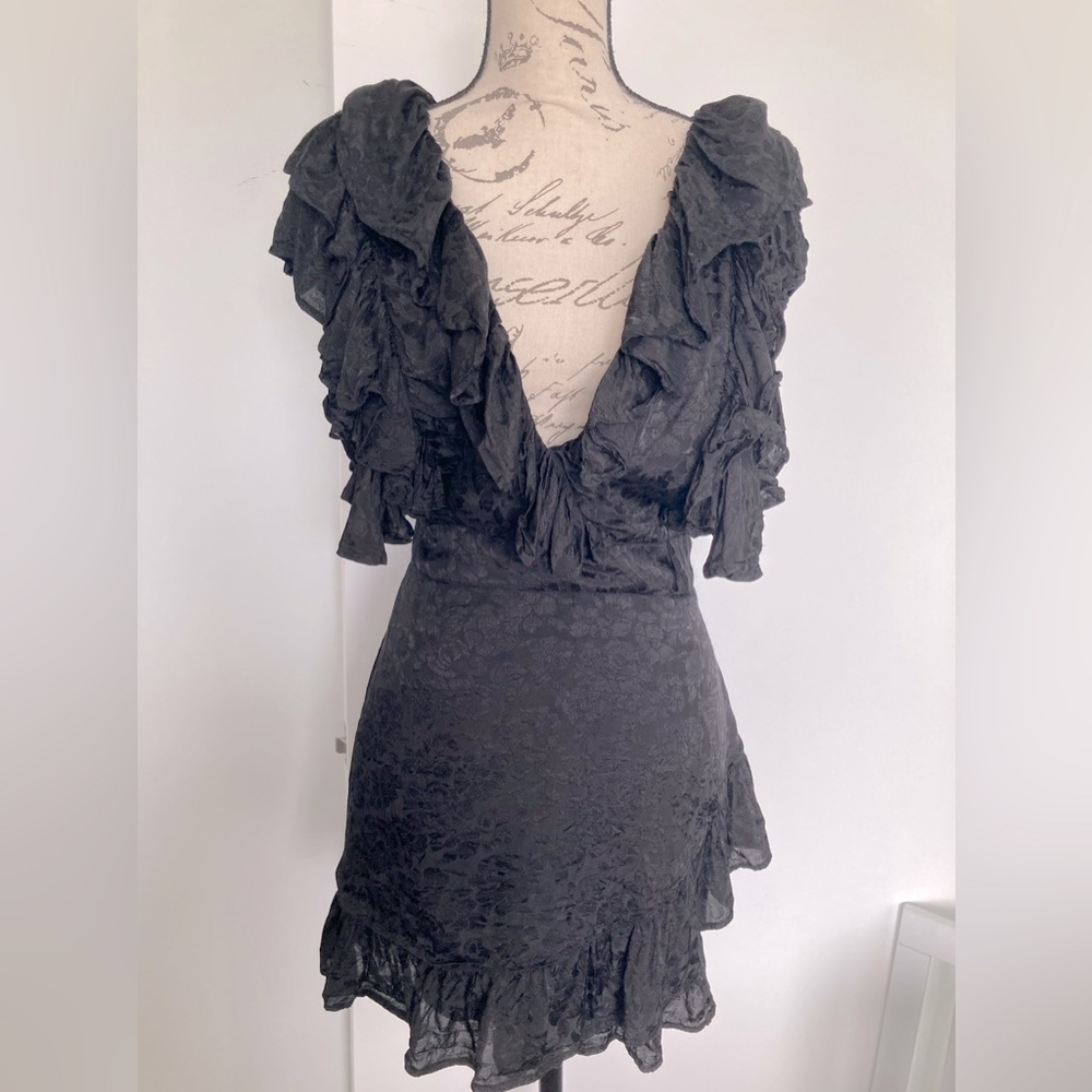 Majorelle black ruffle mini dress size xL - Picture 2 of 9